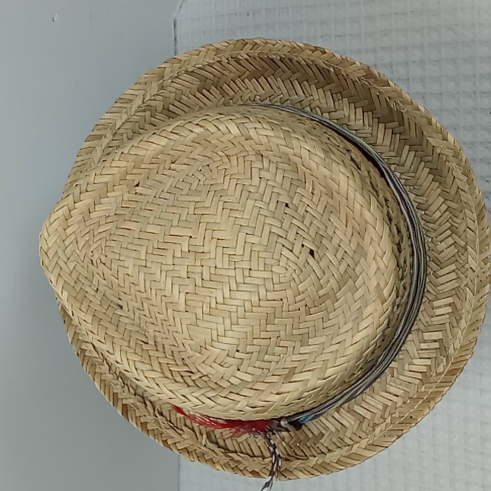 Peter Grimm Straw Pork Pie Hat w/Multi Color Crossgrain Band & Feather Accents - Picture 4 of 14